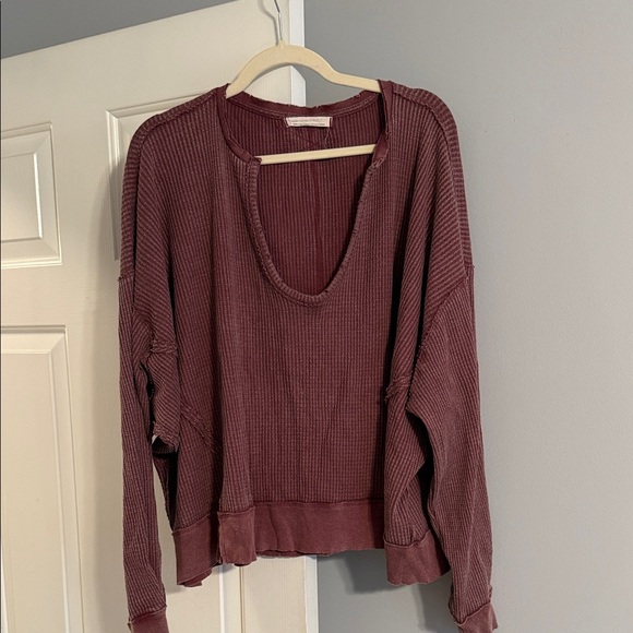 Free People Tops - Free People Distressed purple thermal top - size small